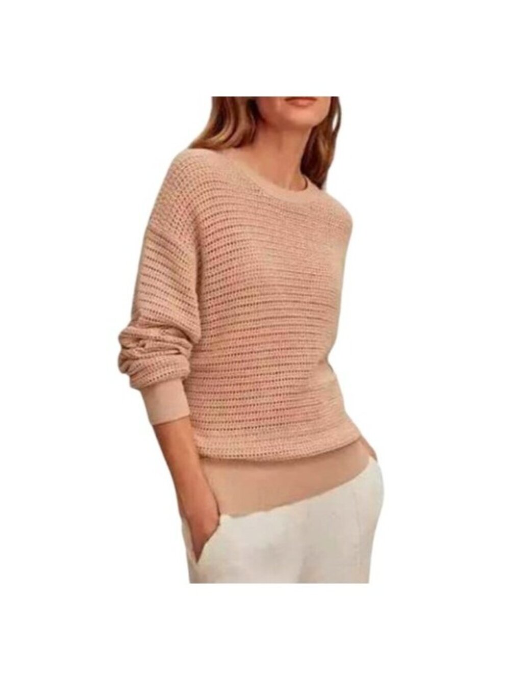 Varley Kershaw Sweat Sweater Women's XL Moonlight True Knit Crewneck Ribbed Hem